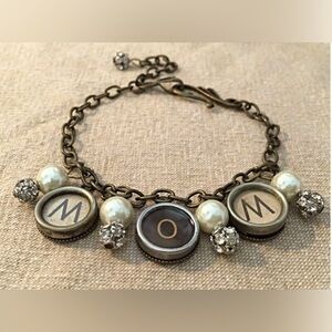 Personalized "Mom" Genuine 1920's Typewriter Key Charm Bracelet